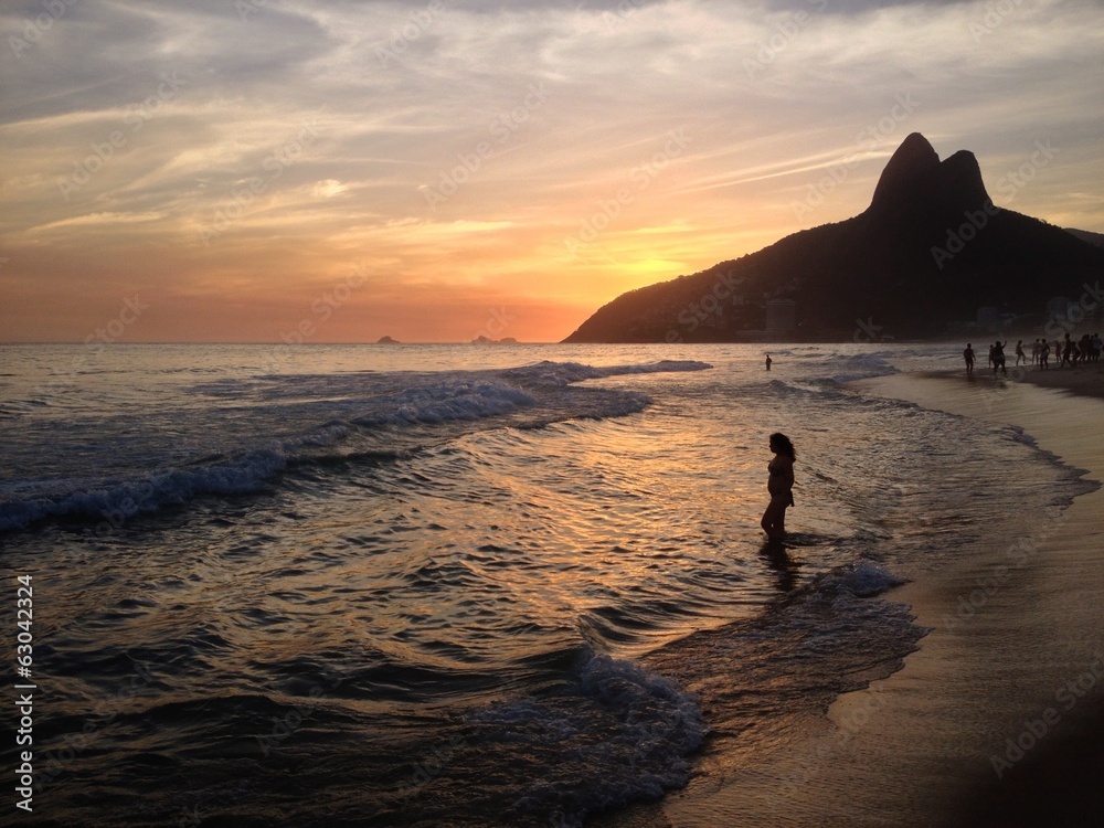 Sunset in Rio de Janeiro, beach Leblon Sunset in Rio de Janeiro, beach Leblon