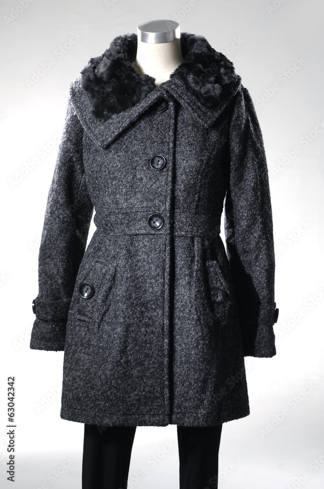 Isolated female coat dress on mannequin