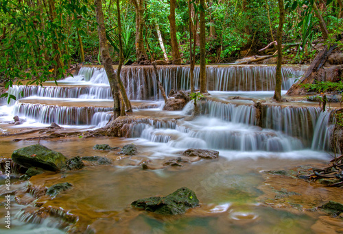 Waterfall in deep rain forest jungle