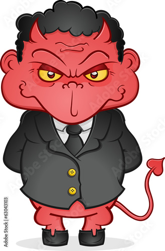 Evil Business Devil Cartoon Character, Banker, Lawyer or Boss