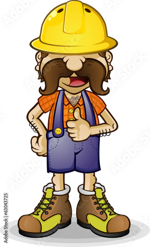 Construction Worker Thumbs Up Cartoon Character