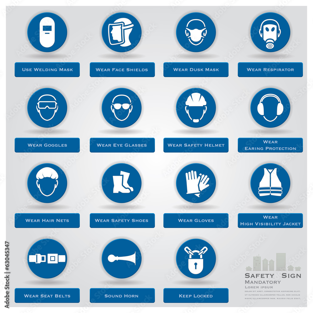 Mandatory Safety Sign Icons Set Mandatory Safety Sign Icons Set