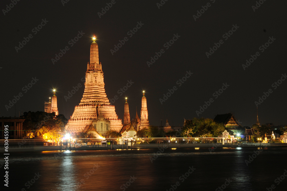 The temple after sunset,Wat Arun temple in Bangkok,Thailand