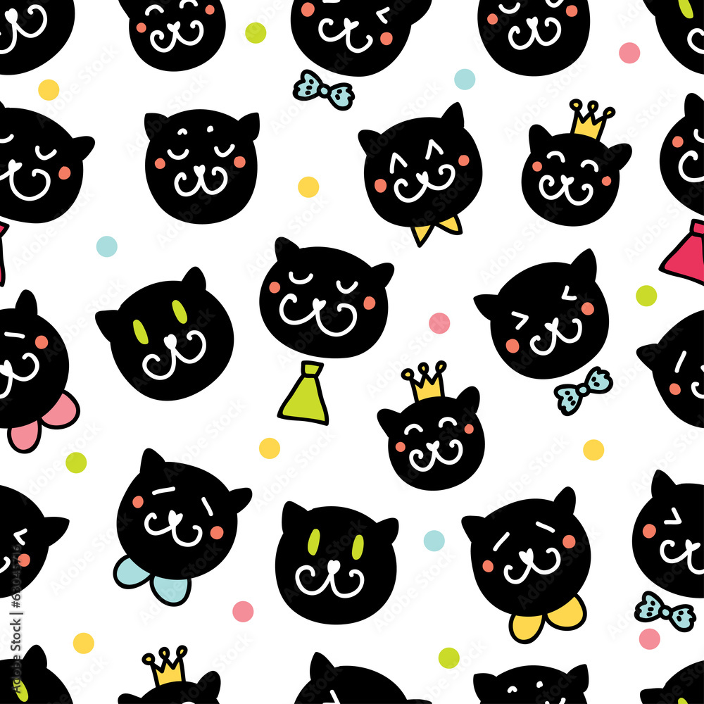Cute cats. Seamless pattern. Cute cats. Seamless pattern.