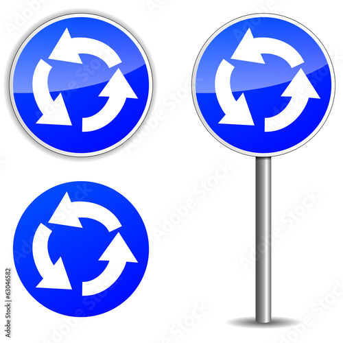 Vector roundabout blue signpost