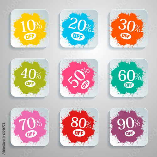 Discount Vector Splash - Paper Labels Set