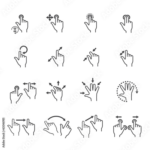 Gesture icons for touch devices