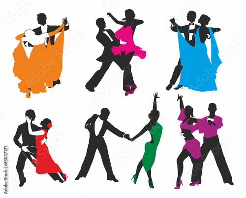 vector set of colored dancing couples