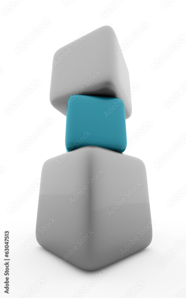 Silver cubes concept one is blue Silver cubes concept one is blue