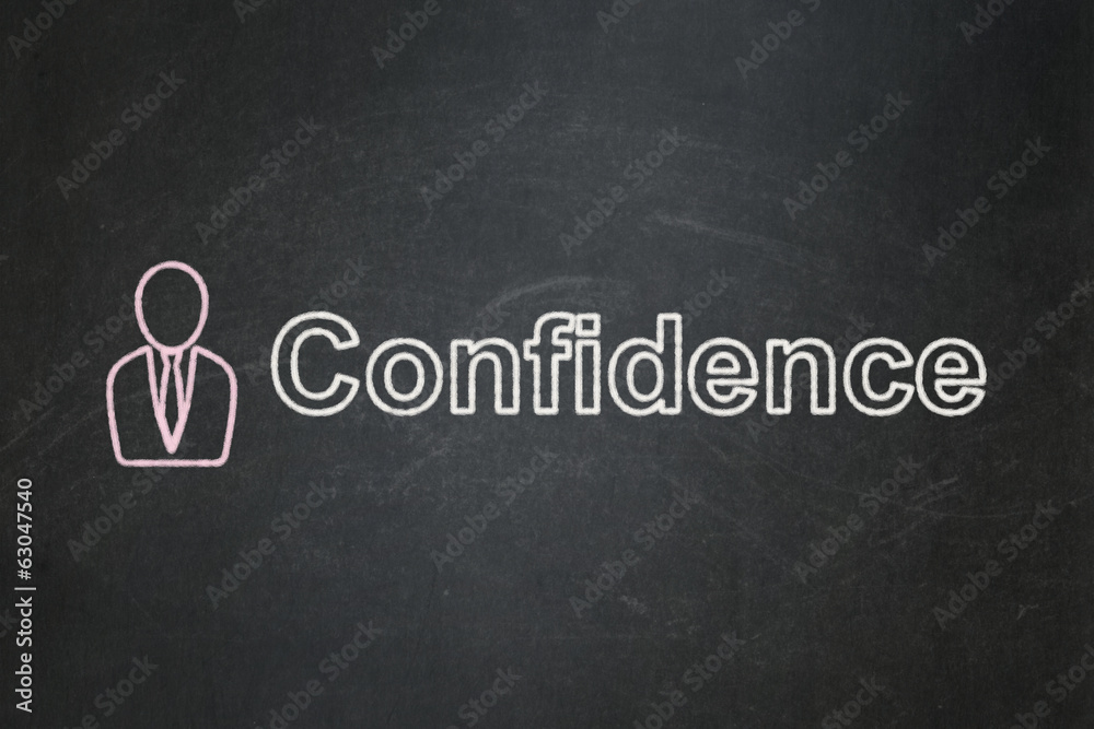 Obraz premium Business concept: Business Man and Confidence on chalkboard