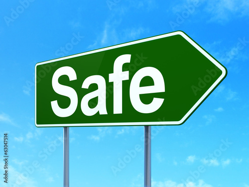 Privacy concept: Safe on road sign background