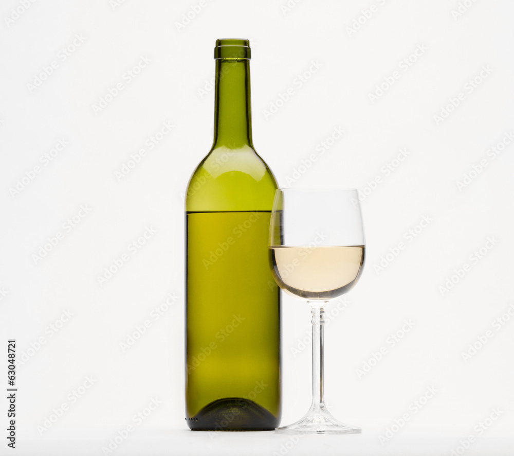 White wine and Wine isolated on white background White wine and Wine isolated on white background