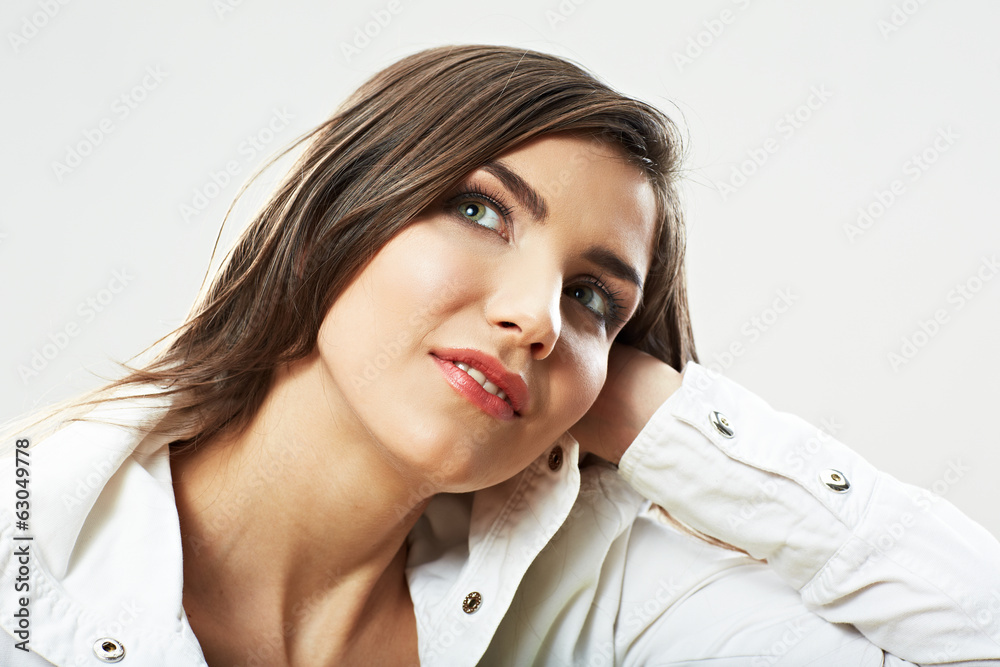 Teenager girl close up beauty portrait isolated on white backgr Teenager girl close up beauty portrait isolated on white backgr