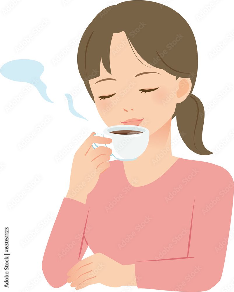 コーヒーを飲む若い女性 コーヒーを飲む若い女性