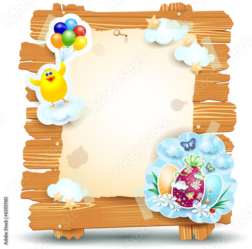 Easter signboard isolated on white, vector eps10