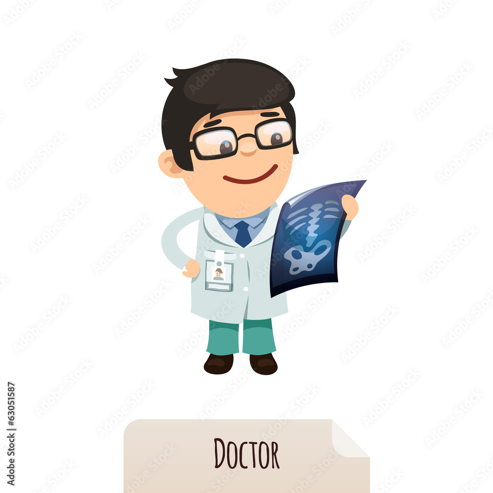 Doctor looking at x-ray. Clipping paths included.