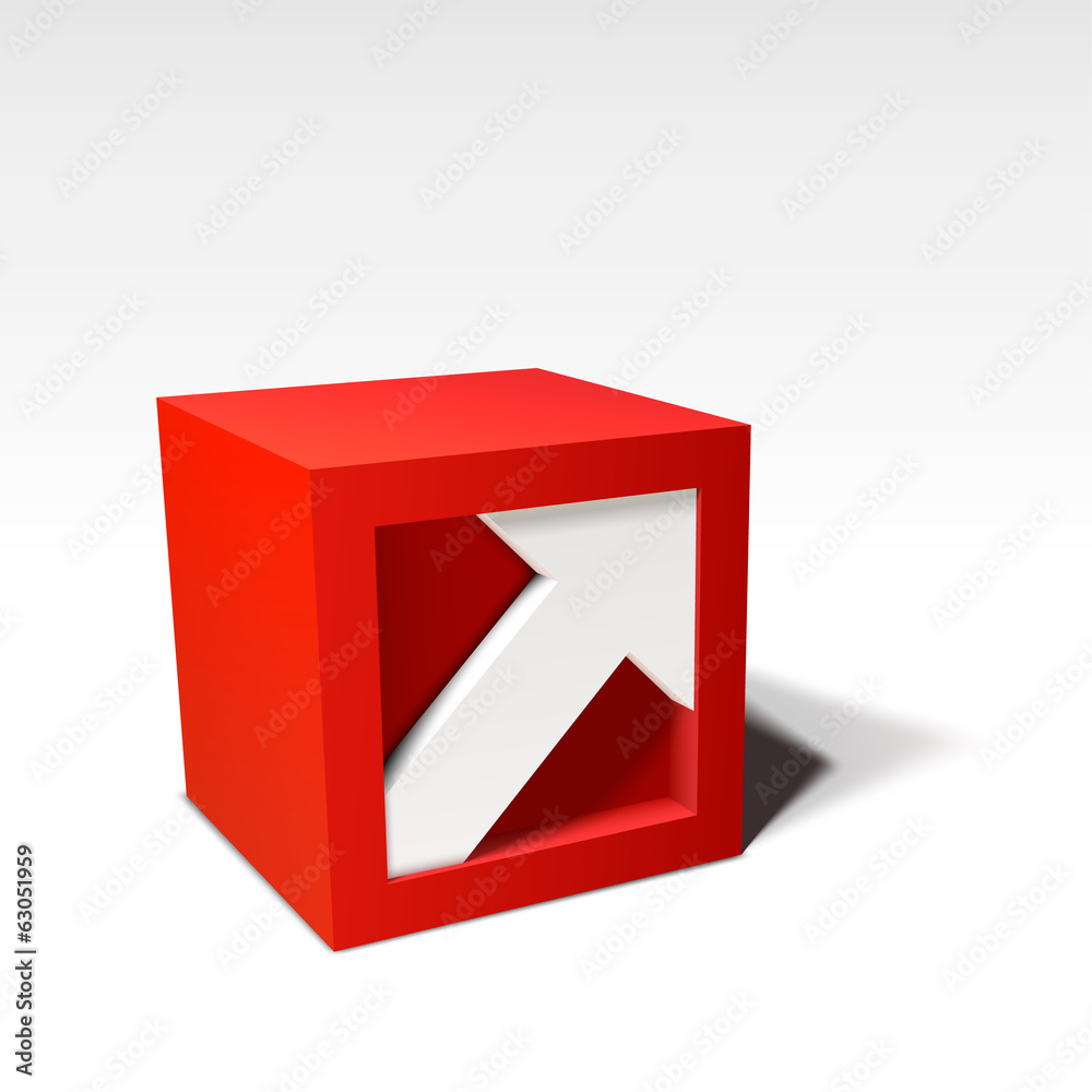 Infographic vector red 3D cube with arrow Infographic vector red 3D cube with arrow