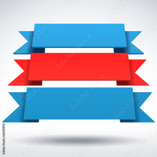 Infographic vector 3D blue and red ribbons