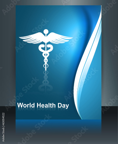Medical symbol colorful brochure caduceus reflection world healt