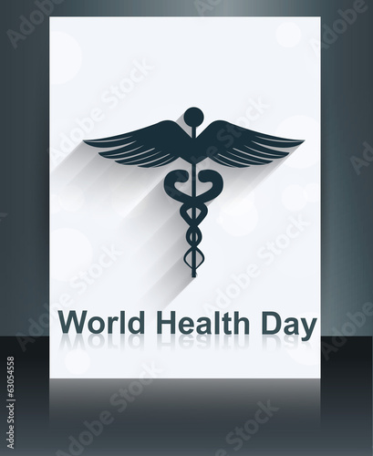 World health day brochure medical background template caduceus m