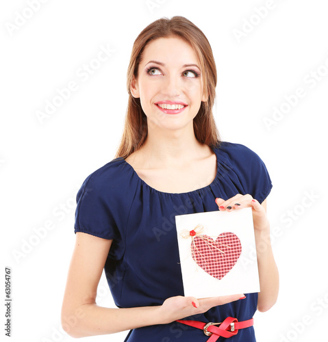 Attractive woman with postc...