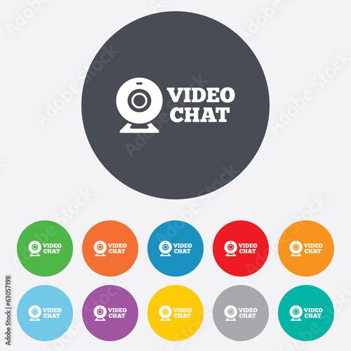 Video chat sign icon. Webcam video talk.