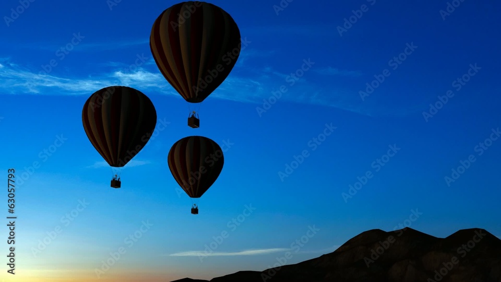 Hot Air Balloons Beautiful Silhouette in the sunset