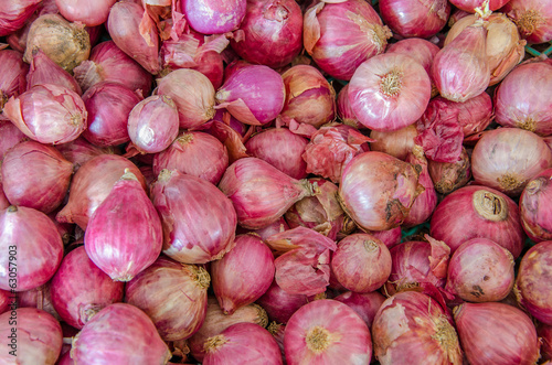 Pile of Onions, shallot is ingredient of thai food and catchup