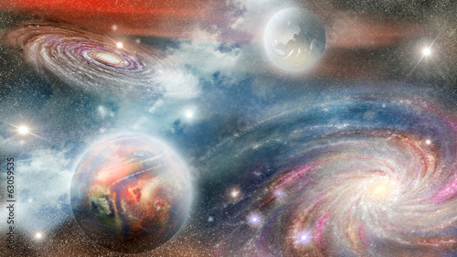 Fototapeta spiral galaxy and planets
