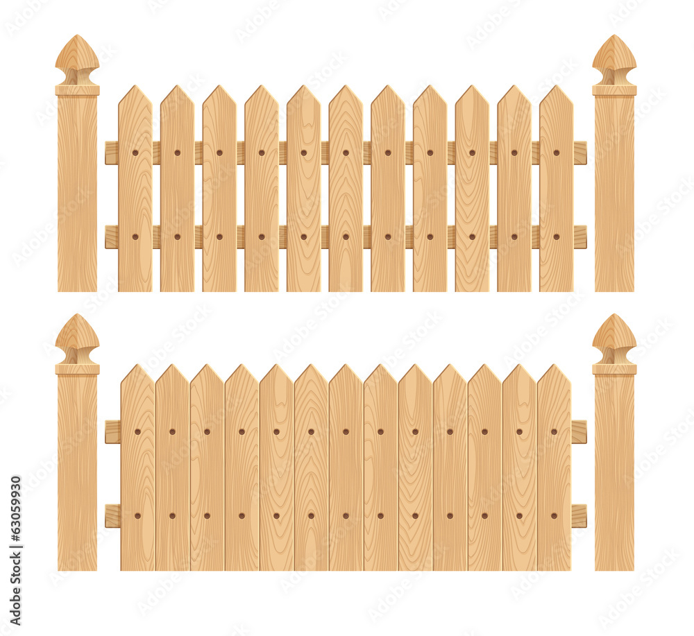 Wooden fence with columns - light wood. Wooden fence with columns - light wood.