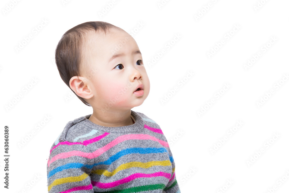 Asia baby boy looking aside Asia baby boy looking aside