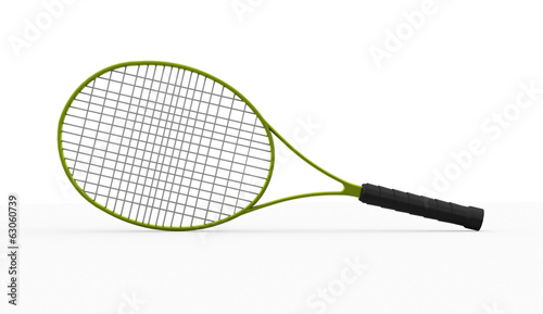 Green tennis racket isolated on white © pupes1