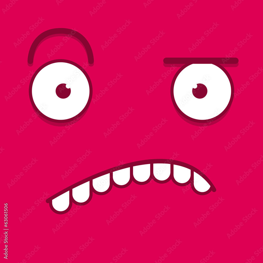 Fototapeta premium A Vector Cute Cartoon Pink Confused Face
