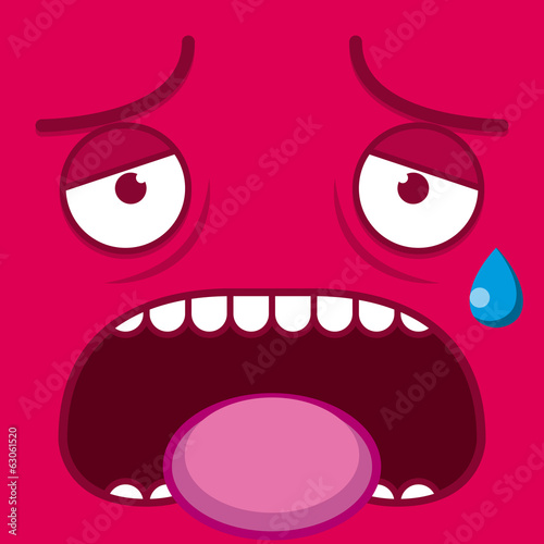 A Vector Cute Cartoon Pink Tired Face