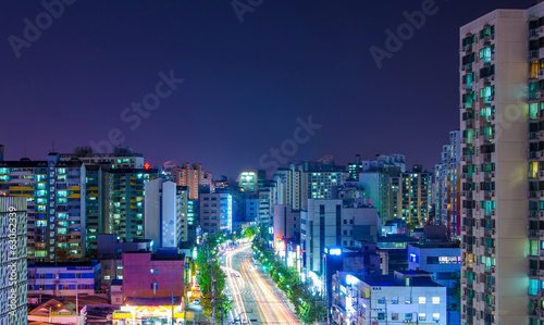 Canvas Print Night City LandScape of the Seoul, Korea