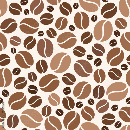 Seamless background with coffee beans. Vector illustration.