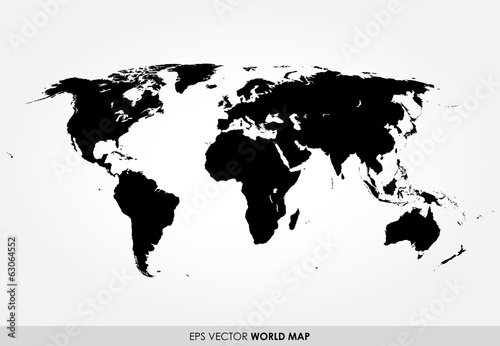Detailed world map in black color