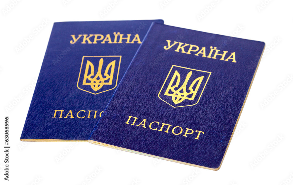 Ukrainian passports isolated on the white background Ukrainian passports isolated on the white background