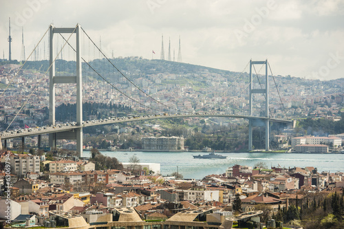 Obraz na plátne View of Bosphorus suspension bridge in Istanbul