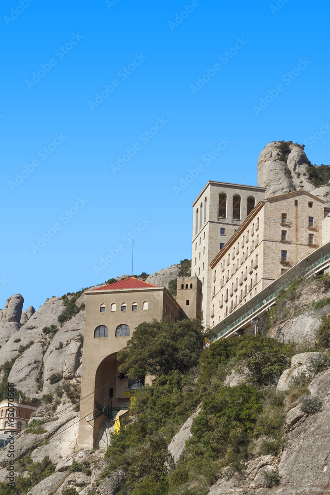 Monastery of Montserrat with blue sky