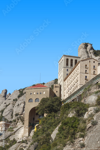 Monastery of Montserrat with blue sky