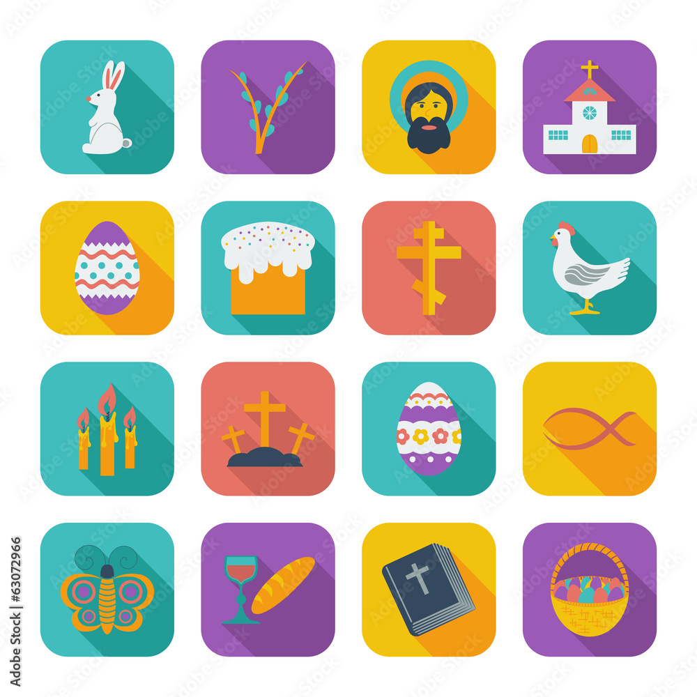 Color flat Easter Icons. Color flat Easter Icons.