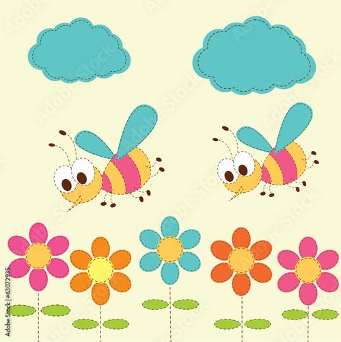 Cute baby background with bees © annata78