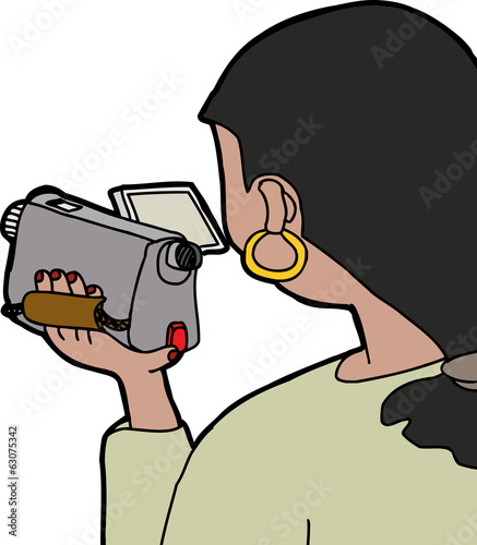 Woman Using Camcorder