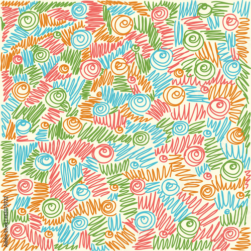 vector Seamless abstract hand-drawn waves swirl pattern