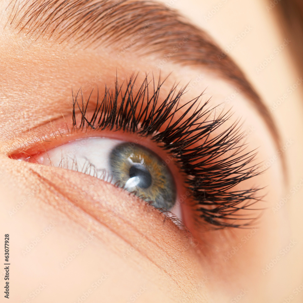 Obraz premium Woman eye with long eyelashes. Eyelash extension