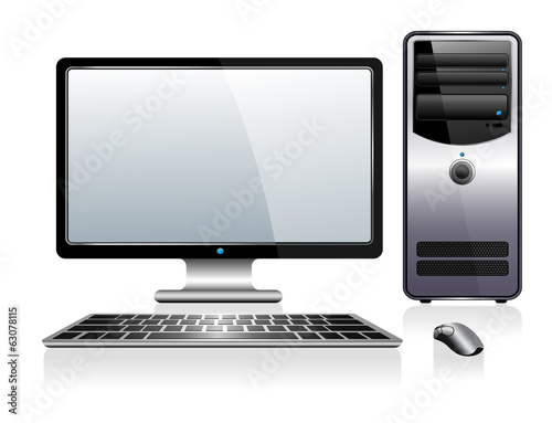 Computer with Monitor Keyboard and Mouse