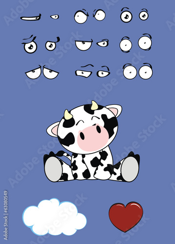 cow baby cartoon set vector