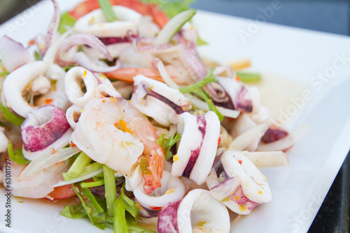 Tropical Thai spicy and sour seafood salad