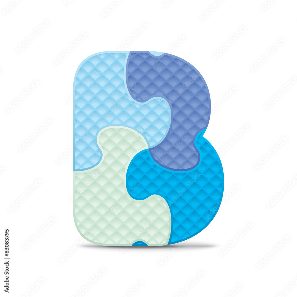 Vector letter B written with alphabet puzzle